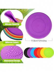 Juego de 3 discos voladores para perros, juguetes interactivos de entrenamiento para mascotas, disco de goma de silicona suave para perros, disco volador para cachorros, disco flotante ligero y suave - Multicolor - Ver 5