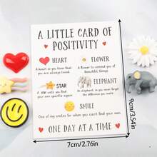 Juego de 7 piezas - Mini tarjetas de aliento y decoración de resina (corazón, flor, elefante) - Juego de regalos de afirmaciones positivas - Perfecto para familia, amigos, amistad y graduación - Pequeño kit de positividad divertido - Multicolor - Ver 8