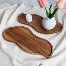 木制托盘，实木甜品托盘，可爱造型托盘，适用于水果，面包，小吃，寿司，多功能盘子，杯盘，下午茶桌，家庭餐厅，厨房用品，餐桌装饰木盘