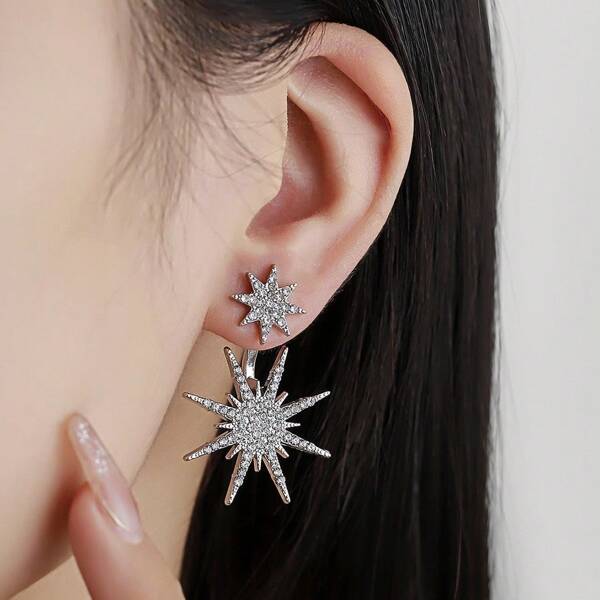 1 Stück modische neue Diamant-besetzte Schneeflocken-Ohrringe Schutzengel-Accessoires Hexagramm Einzelaccessoire, Urlaubs- und Geburtstagsgeschenk