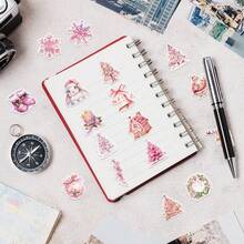 50 件 2025 粉色圣诞贴纸乙烯基美学贴纸适用于剪贴簿、日记本、笔记本电脑、保险杠、滑板、水瓶、电脑、手机、卡通、安全帽、汽车贴纸和贴花 - 彩色 - 查看 6