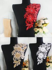 Colorful Options Mesh Embroidery Rhinestone Crystal Beaded 3D Flower Applique DIY Garment Accessories, For Wedding Dress Decorations - Multicolor - View 12