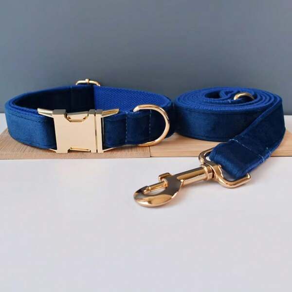 1 set de 2 correas y collares para mascotas de aleación de zinc, suaves y cómodos, diseñados para perros pequeños, medianos y grandes. Collares de perro de aleación de zinc, resistentes y duraderos, fáciles de abrochar y desabrochar. Collares de perro de alta gama, ideales para bodas, Día de San Valentín (pueden variar ligeramente debido a diferencias en telas, lotes y colores, se envían al azar)