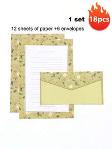 6 piezas de papel de papelería + 3 piezas de sobres, set de papelería, set de papelería creativa, fresca y minimalista, sobres florales exquisitos, papel de forro con estampado floral dulce, adecuado para invitaciones, regalos, saludos festivos, múltiples estilos, esencial para volver a la escuela - Multicolor - Ver 12