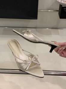 Sexy Soft Sole French Style Slippers For Women, Thin Heeled Outdoor Wear, New Summer 2025 Fairy Elegant High Heel Sandals, Fashionable,Kitten Heels - Silver - View 1