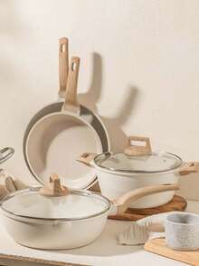 14Pcs Pots And Pans Set, Nonstick Cookware Sets, Granite Induction Cookware Non Stick Cooking Set With Frying Pans, Saucepans, Saute Pan, Extra Large Casserole, PFAS PTFE PFOA PFOS Free