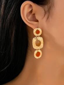 1 pereche de cercei geometrici exagerați, bijuterii simple, de înaltă calitate, la modă