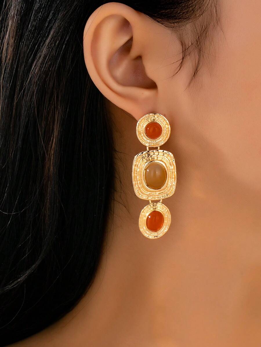 1 pereche de cercei geometrici exagerați, bijuterii simple, de înaltă calitate, la modă