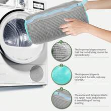 1/2PCS Washing Machine Shoe Bags, Reusable Microfiber Washing Shoe Bags, Invisible Zipper Washing Machine Shoe Bags For Sports Shoes, Mesh Shoe Washing Shoe Bags, Washing Shoe Bags, Washing Machine Shoe Net With Zipper To Protect Shoes From Damage