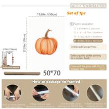 1pc, Canvas Hanging Picture, Framed Art Decoration, Ready To Hang, Wall Arts, Posters, Wall Art With Frame, Pumpkin Wall Art, Fall Pumpkin Prints, Modern Fall Decor, Pumpkin Decoration, Pumpkin Posters, Fall, Halloween, Halloween Decoration, Room Decoration, Dorm Decoration, Bedroom Home Wall Decorations, Fall Decoration Home Decor