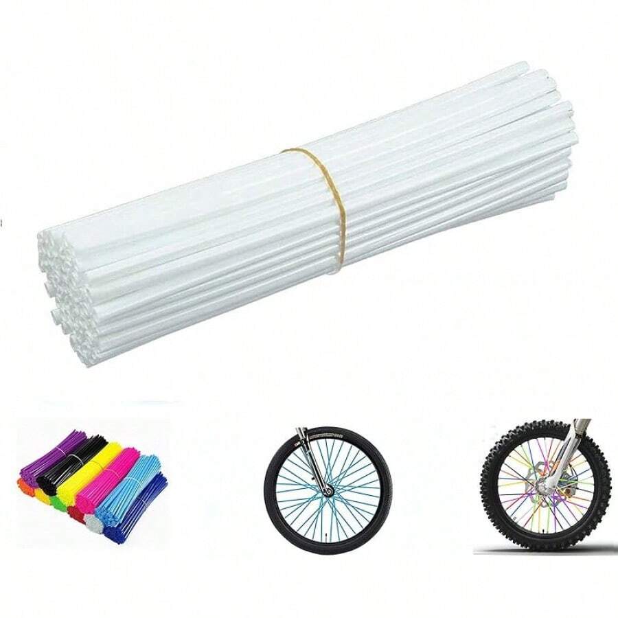 Spoke Skins Spoke Covers: 8-21 Inch Rims Protector & Decoration For Dirt Bike | Bike | Bicycle | Wheelchair | Motorcycle - 72Pcs - White - View 1