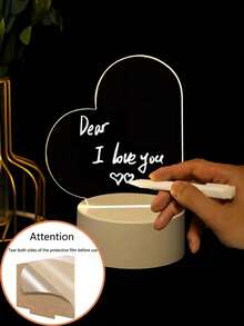 1pc Personalized LED Light Acrylic Message Board, Erasable USB Home Drawing Board, Bedroom Night Light, Birthday & Graduation Gift For Teenagers - White - View 9