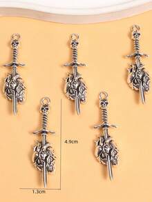 5pcs Silver-Plated Punk Style Skeleton Pendant DIY Charm Jewelry Craft, Halloween M601 - Silver - View 15