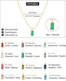 FUNEIA Women 14K Gold Plated Emerald Birthstone Necklace Women Mothers Dainty Gold Necklace Blue Green Cubic Zirconia Pendant Necklace Birthday Gifts Women Jewelry - 01. 一月(石榴石) - 查看 11