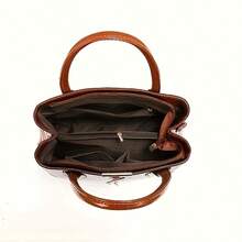 Retro Crocodile Pattern Purses And Handbags For Women Fashion Shoulder Crossbody Tote Bags Stylish Ladies Purse 2pcs Set - 棕色 - 查看 4