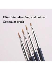 4pcs Size Concealer Brush Set - Selected Soft Bristles For Precise Application Of Concealer, Different Brush Sizes Fit Various Concealing Areas, Easily Cover Under-Eye And Nose Wing Imperfections, Suitable For Daily Commuting And Touch-Ups On Dates, Creating A Flawless Base Makeup. - Black - View 4