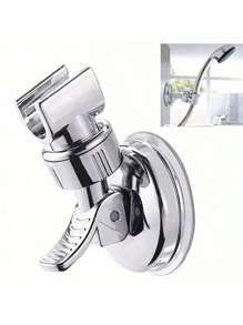 1 pièce Support ajustable pour pomme de douche, support mural de salle de bain en chrome avec forte ventouse, support universel monté au mur pour pomme de douche à main, sans perçage requis