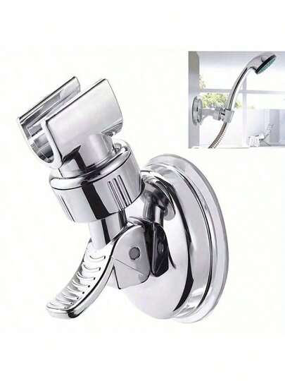 1 Pc Adjustable Shower Head Holder Bathroom Chrome Wall Mount Strong Suction Handheld Universal Wall Mounted Bracket, No Drilling Required