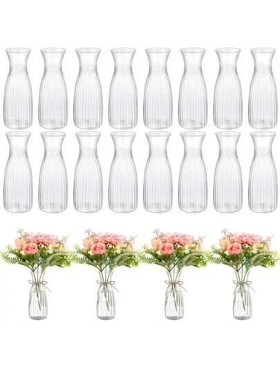 1/5/8/ Plastic Gestreepte Vase Set, Transparent Bloemen DIY Various Bouquets ations, Fit Tabletop, Wedding, Home, Home Room Flower Glass