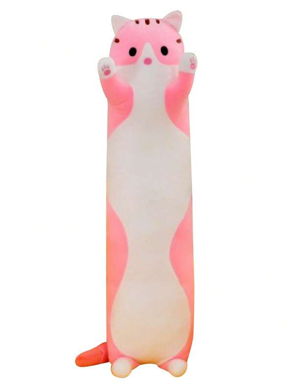 1PC long oreiller en peluche en forme de chat, poupée oreiller chat doux, oreiller chat, poupée, grand oreiller, tissu en peluche, oreiller long, oreiller, chat en peluche, peut être utilisé comme coussin/repose-pieds/oreiller, adapté à la décoration de bureau de canapé de chambre, cadeau créatif d'anniversaire de Saint-Valentin, multicolore en option
