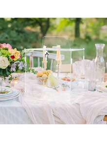 Acrylic Collection Box, Transparent Acrylic Wedding Party Card Holder Box With Lock, Separable Design Birthday Card Gift Box