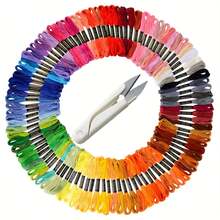 100pcs Embroidery Thread + 1pc Scissors Embroidery Thread Set, Cross Stitch Craft Thread, DIY Handmade Friendship Bracelet Weaving Thread, High Quality Rainbow Color Embroidery Silk Thread, Cross Stitch Thread, Craft Thread, Embroidery Thread Set For DIY Sewing, Embroidery Starter Kit - Multicolor - View 11