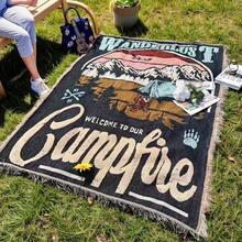 Picnic Blanket/Home Blanket/Bed Cover/Sofa Towel/Moisture-Proof Camping Mat/Tent Pad/Warm Blanket, Bohemian Style Tear-Resistant Home Casual Blanket/Sofa Towel/Tablecloth/Sofa Cover//Outdoor Background Cloth - Navy Blue - View 12