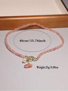 1 pièce Collier de perles en cristal de pierre naturelle, collier de perles mode pastèque rouge, style bohème pour femme