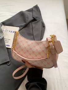 1 件 PU 软皮腋下包，时尚单肩包，休闲百搭链条斜挎包，纯色休闲日常包，适合日常使用 - 旅行、工作、购物、上学、通勤、约会、女士礼物、商务通勤