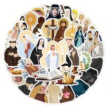 55张基督教主题卡通贴纸套装，乙烯基材质，适用于手机壳、笔记本电脑、水瓶、行李箱 - PVC涂鸦剪贴簿配件、学习用品、返校剪贴簿用品，趣味贴纸，笔记本电脑贴纸，Kindle手机贴纸 - 彩色 - 查看 6