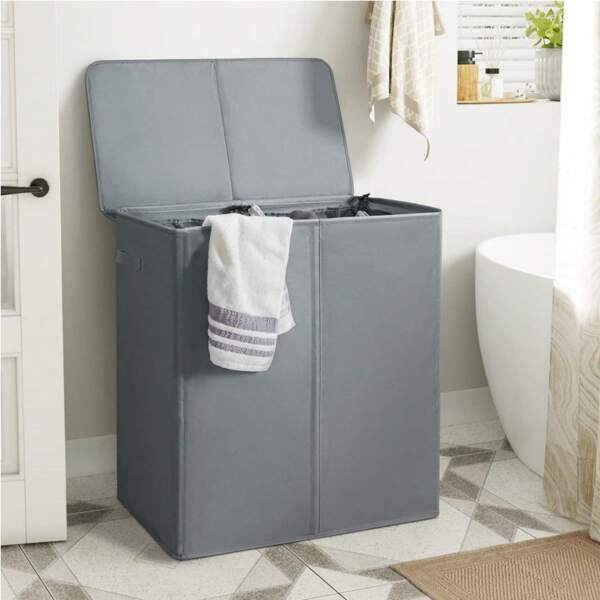 سلة غسيل سعة 154 لتر ذات حجرتين مع غطاء، سلة غسيل قابلة للطي ب- 2 حقيبة قابلة للإزالة، سلة غسيل كبيرة بشكل مستطيل مع 2 حقيبة داخلية قابلة للفصل، وعاء تخزين قابل للطي - مناسب لغرفة النوم، الحمام، السكن الجامعي، غرفة المعيشة، غرفة الغسيل اليوم الوطني السعودي,اليوم الوطني,توزيعات اليوم الوطني السعودي شنطه,شنطه مدرسه,شنط مدرسيه للبنات منظمات,منظمات التسريحه,منظم اليوم الوطني السعودي,اليوم الوطني,هداياتخزين الملابس منظمي التخزين