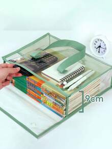 1pc Large-Capacity Portable Folder, Transparent Waterproof Hand-Held Bag, Handheld Expandable Folder, File Storage Bag Inserted Into Organizations, Office Supplies, Student File Bag School Supplies, School Supplies,Back To School