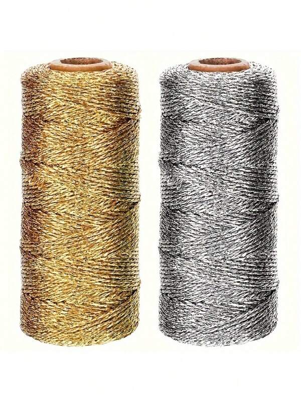 1 Roll Gold & Silver Metallic Wire, Hemp Rope, Hang Tag Cord, Decorative Accessories For DIY Christmas Decorations, Gift Wrapping, Jewelry, Party Supplies, Art Crafts, Sewing, Suitable For Father's Day, Mother's Day, Graduation, Christmas, Birthday Parties