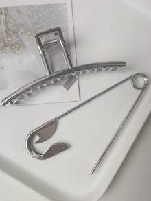 1 件女士金属发夹，优雅银合金复古发饰，适合日常使用花朵发夹，学校用品，大学