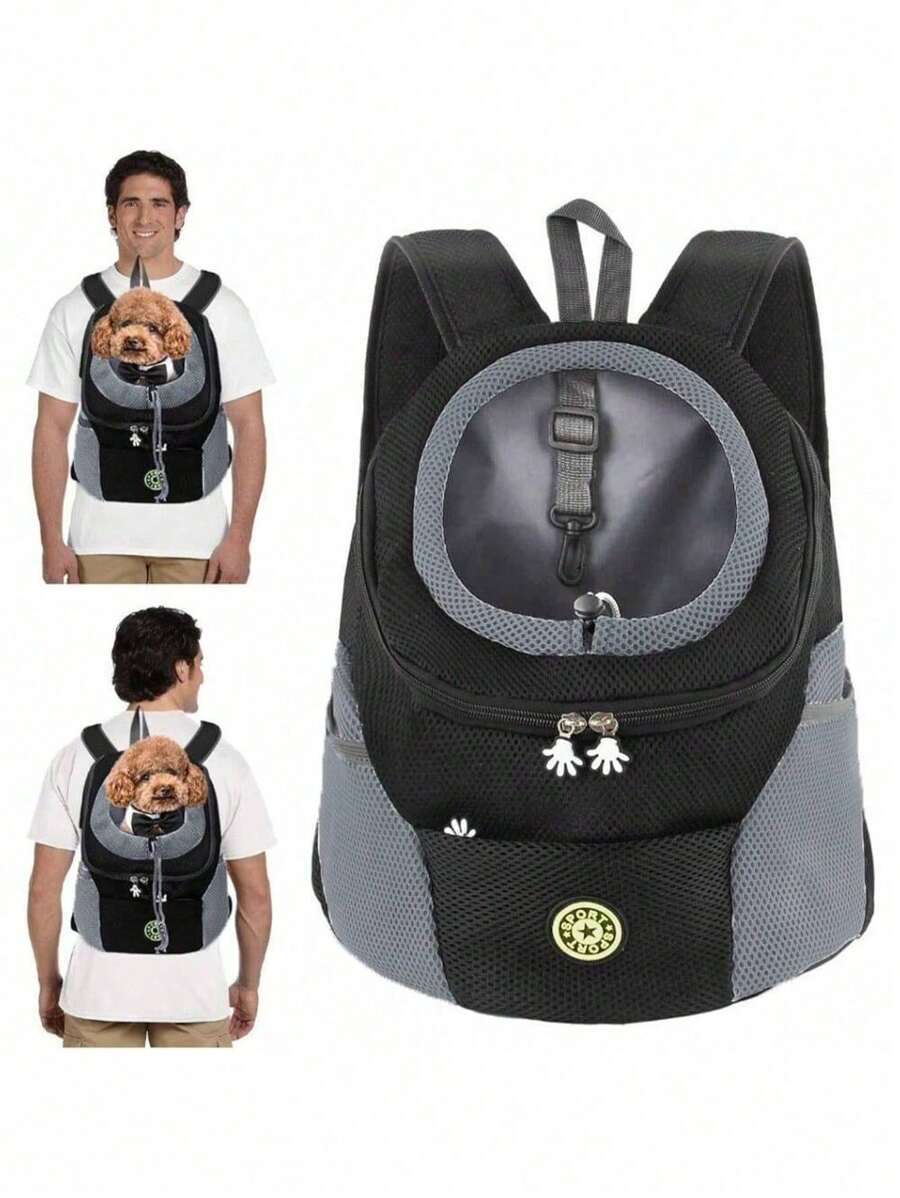 1 PC Pet Carrier Backpack With Storage Pockets Small Dog Front Bag Adjustable Straps Dog Backpack Breathable Dog Front Carrier With Belt For Travel Hiking Cycling Outdoor Use Cat Carrier Cat Backpack Bike Trailer