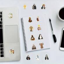 55张基督教主题卡通贴纸套装，乙烯基材质，适用于手机壳、笔记本电脑、水瓶、行李箱 - PVC涂鸦剪贴簿配件、学习用品、返校剪贴簿用品，趣味贴纸，笔记本电脑贴纸，Kindle手机贴纸 - 彩色 - 查看 4
