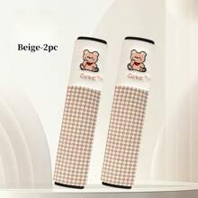 2pcs 25cm Car Seat Belt Shoulder Pad Cover - Embroidered Cute Teddy Bears, Soft Universal Car Accessories