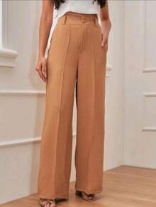 SUNNY FASHION Women's Crepe Duna Pantaloons Trousers - 卡其色 - 查看 2