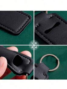 口红钥匙扣收纳包，多功能口红钥匙扣盒，夹式口红收纳包，女士包包配件，实用礼物，豹纹口红钥匙扣收纳包，夹式口红盒，弹力口红钥匙扣收纳包（可搭配黑色按扣） - 彩色 - 查看 6