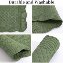 Quilted Placemats Set Of 6 Washable-13x18 Inches Rectangular Placemats For Kitchen Table-100% Cotton Fabric Rectangular Table Mats, (Flax)-LX - Emerald Green - View 7