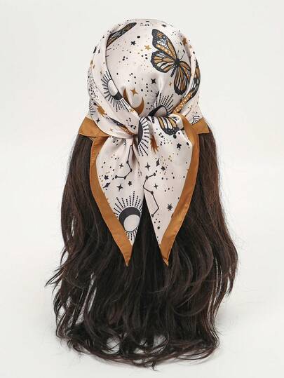 1 pieza Pañuelo cuadrado floral simple de 70 cm, nueva diadema de estilo pañuelo de primavera, cintillo, accesorio para el cabello, pañuelo versátil para el cuello para vestir de mujer