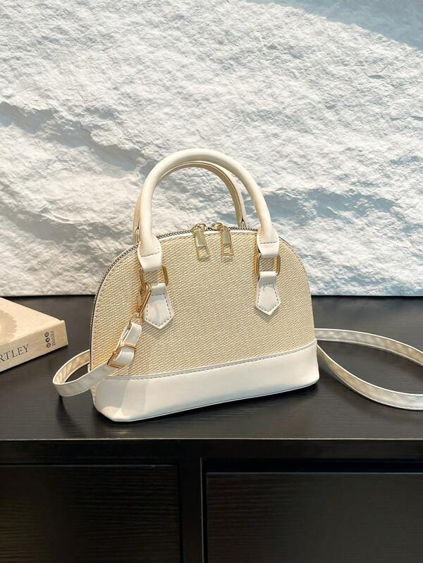 Multi-Purpose Fashion Shell Patchwork Tote Bag, Personalized Color Block Hand Bag, Versatile Small Crossbody Bag For Commuting