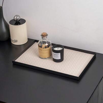 奢华仿皮储物托盘，黑色、白色、棕色矩形设计，适用于浴室毛巾、入口钥匙、香水、化妆品、口红、香水储存、客厅桌面储物托盘、酒店装饰返校