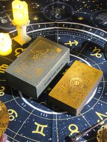 Cartas de adivinación con detalles dorados, 78 cartas, versión completa en inglés, incluye guía - solar - Ver 1