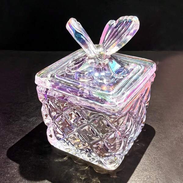 Dappen Dish For Monomer Acrylic Nail Liquid, CORFULRA Large Monomer Dish With Lid Acrylic Liquid Powder Cup, Square Butterfly Glass Jar For Nail Brush, Acetone Nail Polish Remover Holder. Rainbow