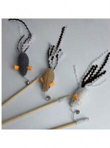 1 pieza Juguete de varita de madera con cuerda elástica para mascotas, juguete de autoactividad para que los gatos alivien el aburrimiento