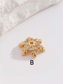 1pc Jewelry Accessory Flower Disc Copper Plated DIY Handmade Beading Material Hollow Flower Flower Holder Bead Holder Pearl Crystal Spacer - Yellow Gold - View 4