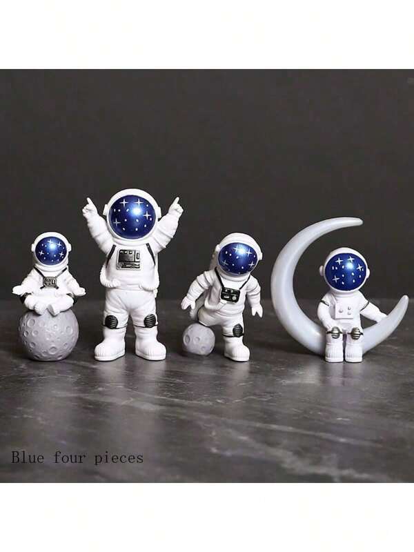 4pcs Astronaut Statue Set (Excluding Skateboard), Desk Astronaut Figurine, Living Room TV Cabinet Astronaut Decor, Creative Resin Astronaut Decorations - Suitable For Home And Office Decor, Multifunctional Indoor And Outdoor Display