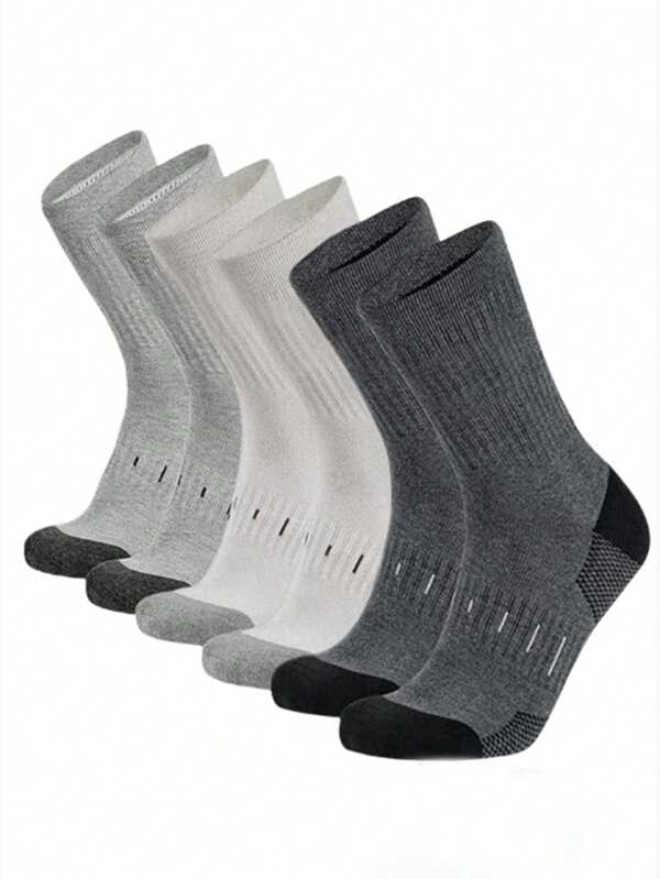5 Pairs Plain Moisture Wicking Quick Dry Anti-Slip Antibacterial Breathable Sports & Work Crew Socks, Unisex All Season