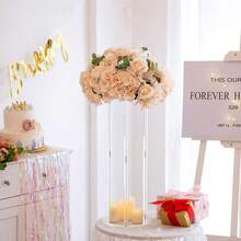 1pc Acrylic Flower Stand, Transparent Column Vase Holder - Geometric Center Decor For Wedding, Tabletop Flower Rack, Outdoor Decoration, Home Gathering, Wedding Party Decor, Silk Flower Arrangement Wedding Stage Decor, Home Floral Stand